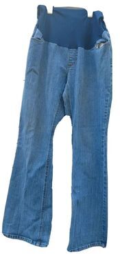 Old Navy Maternity Jeans Womens Size Petite Medium Wash Full Panel Flare Pockets